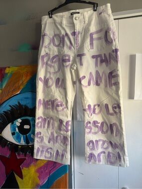 BUFFALO Custom Hand Painted Statement Pants Size 12 / 32